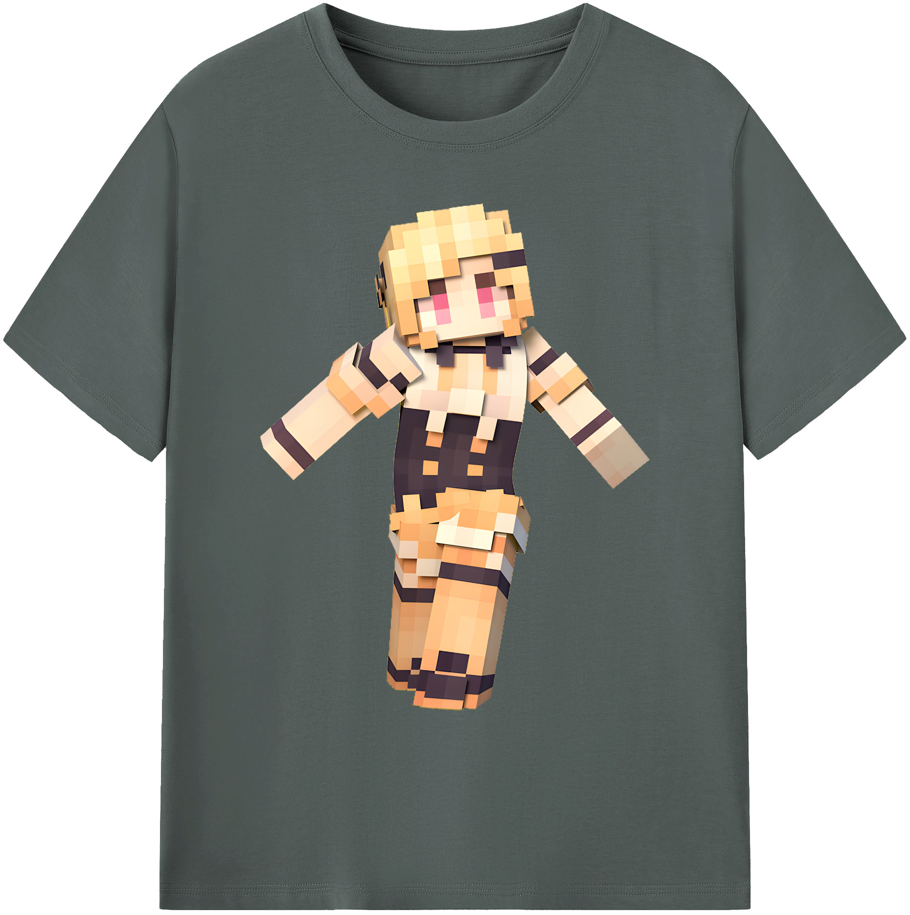 （画像用） マインクラフト ブロックの世界 Minecraft MC Block world 綿100％ メンズ半袖Tシャツ｜肌触りやわらか＆通気性